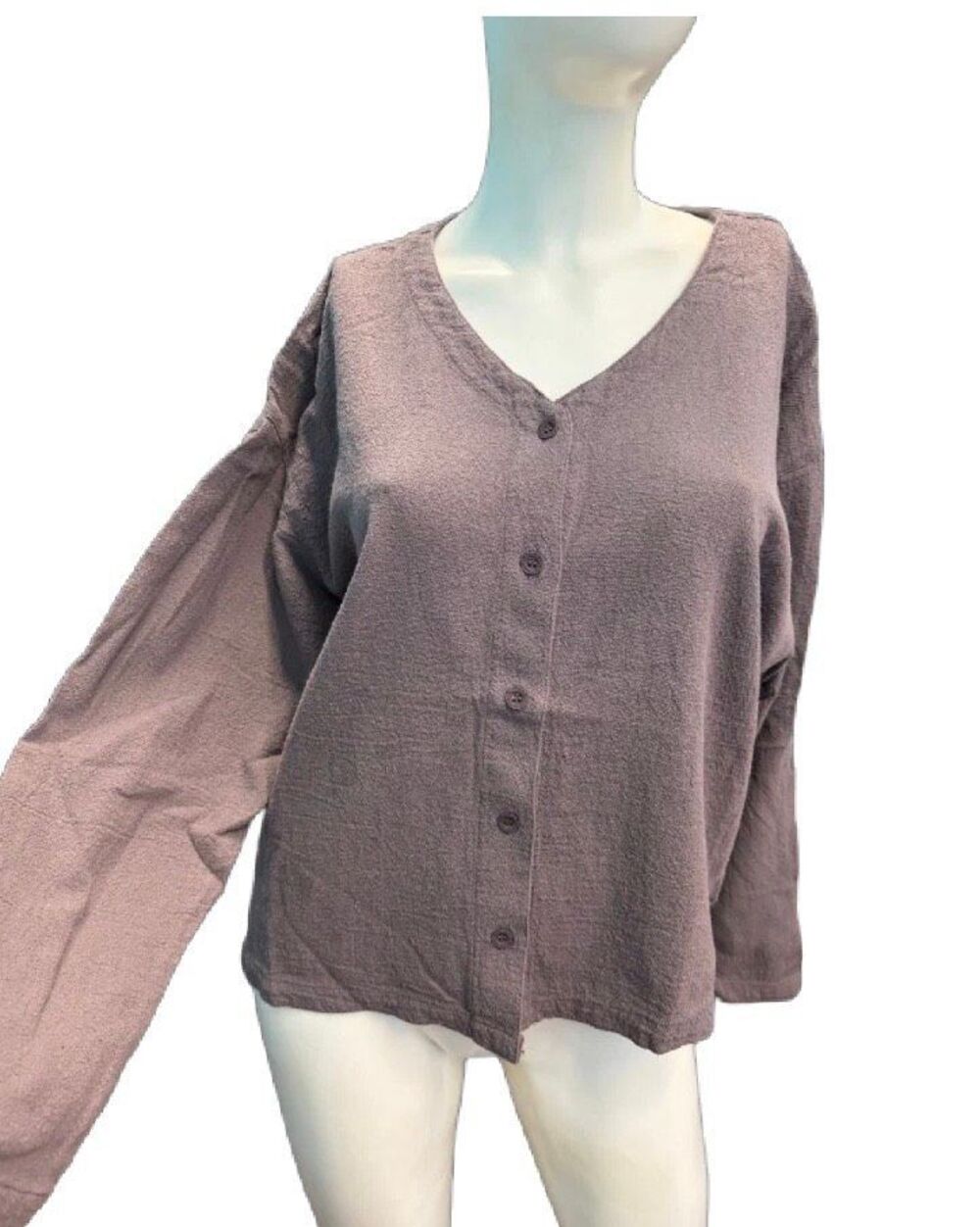 Color Me Cotton Gray Purple cotton long Sleeve Top Women’s Size XL